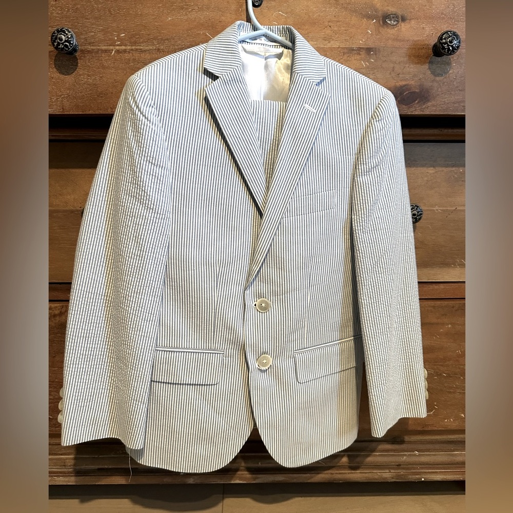 Lauren Ralph Lauren Blue White Pinstripe Kids 2 Piece Suit